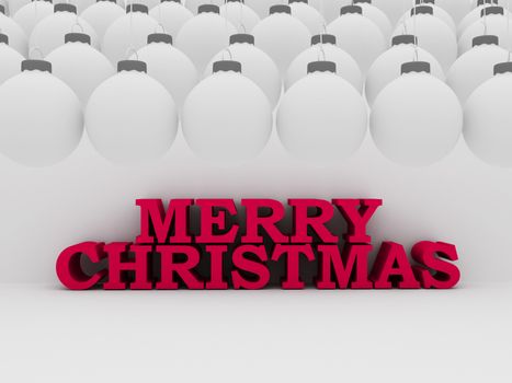 3d red christmas text with white balls