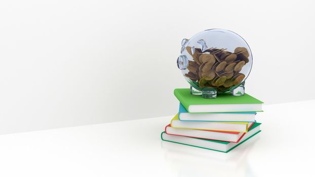 piggy bank on books for education