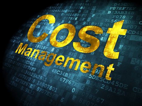 Finance concept: pixelated words Cost Management on digital background, 3d render