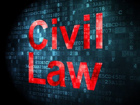 Law concept: pixelated words Civil Law on digital background, 3d render