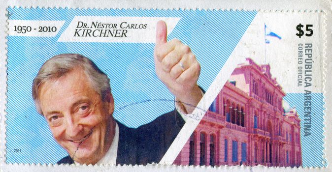 ARGENTINA - CIRCA 2011: stamp printed by Argentina, shows Dr. Nestor, Carlos Kirchner, circa 2011