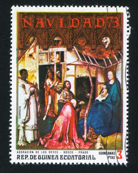 EQUATORIAL GUINEA - CIRCA 1973: stamp printed by Equatorial Guinea, shows Christmas, circa 1973