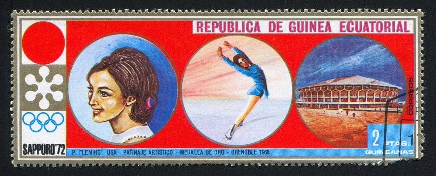 EQUATORIAL GUINEA - CIRCA 1972: stamp printed by Equatorial Guinea, shows Figure skating, circa 1972