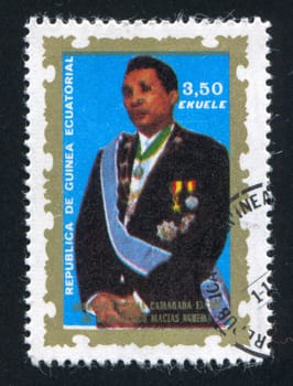 EQUATORIAL GUINEA - CIRCA 1979:  stamp printed by Equatorial Guinea, shows President Macias Nguema, circa 1979.