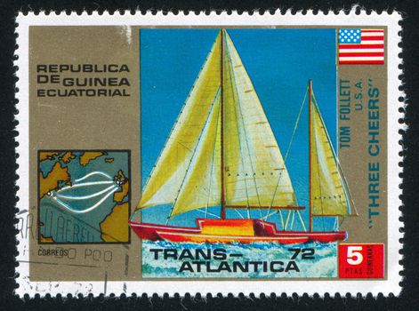 EQUATORIAL GUINEA - CIRCA 1972:  stamp printed by Equatorial Guinea, shows regatta, circa 1972.