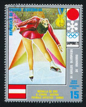 EQUATORIAL GUINEA - CIRCA 1972: stamp printed by Equatorial Guinea, shows Figure Skating, circa 1972