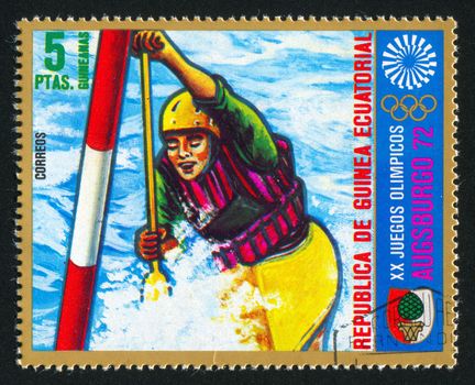 EQUATORIAL GUINEA - CIRCA 1972: stamp printed by Equatorial Guinea, shows Individual women's rowing, circa 1972