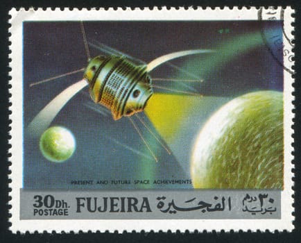 FUJEIRA - CIRCA 1991: stamp printed by Fujeira, shows spacecraft, circa 1991