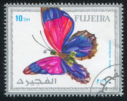 FUJEIRA - CIRCA 1972: stamp printed by Fujeira, shows butterfly, circa 1972