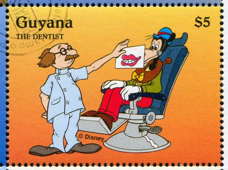 GUYANA - CIRCA 1995: stamp printed by Guyana, shows Walt Disney characters, Goofy, circa 1995