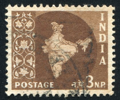 INDIA - CIRCA 1957: stamp printed by India, shows map of India, circa 1957