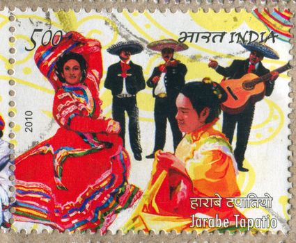 INDIA - CIRCA 2010: stamp printed by India, shows Dancing woman, Musicians, circa 2010