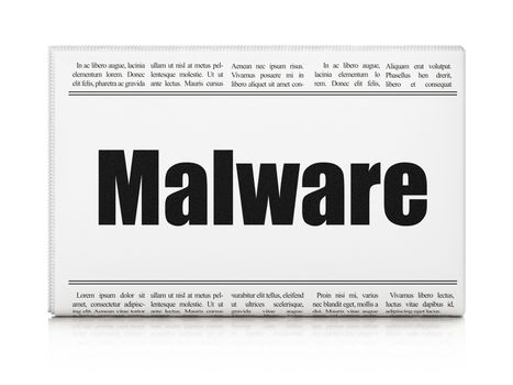 Security concept: newspaper headline Malware on White background, 3d render
