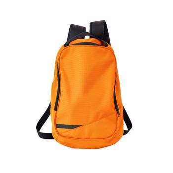 A high-resolution image of an isolated orange-colored rucksack on white background. High-quality clipping path included.