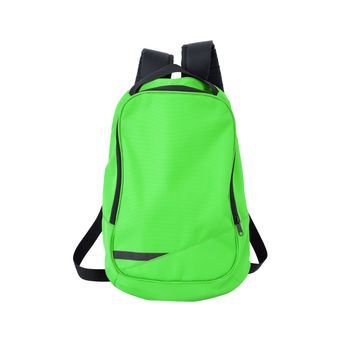 A high-resolution image of an isolated green-colored rucksack on white background. High-quality clipping path included.