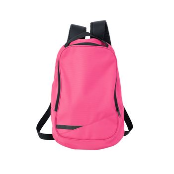 A high-resolution image of an isolated pink-colored rucksack on white background. High-quality clipping path included.