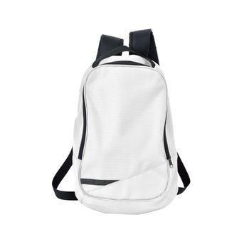 A high-resolution image of an isolated white-colored rucksack on white background. High-quality clipping path included.