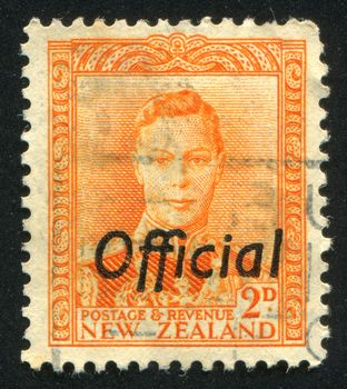 NEW ZEALAND - CIRCA 1944: stamp printed by New Zealand, shows King George VI, circa 1944