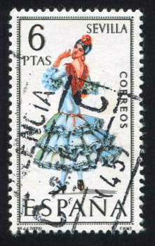 SPAIN - CIRCA 1970: stamp printed by Spain, shows woman Regional Costumes, circa 1970.