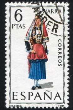 SPAIN - CIRCA 1969: stamp printed by Spain, shows woman Regional Costumes, circa 1969.