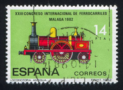 SPAIN - CIRCA 1982: stamp printed by Spain, shows Locomotive, circa 1982