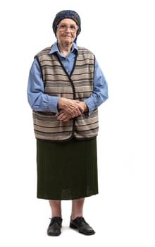 Full length of senior woman over white background