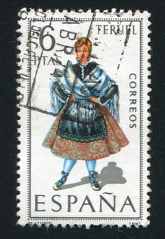 SPAIN - CIRCA 1970: stamp printed by Spain, shows woman Regional Costumes, circa 1970.