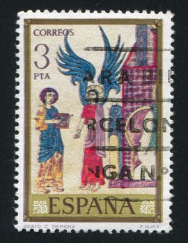 SPAIN - CIRCA 1975: stamp printed by Spain, shows Angel Guarding Gate of Paradise, circa 1975