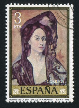 SPAIN - CIRCA 1978: stamp printed by Spain, shows Portrait of Lady Canals by Pablo Picasso, circa 1978
