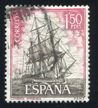 SPAIN - CIRCA 1964: stamp printed by Spain, shows Corvette Atrevida, circa 1964