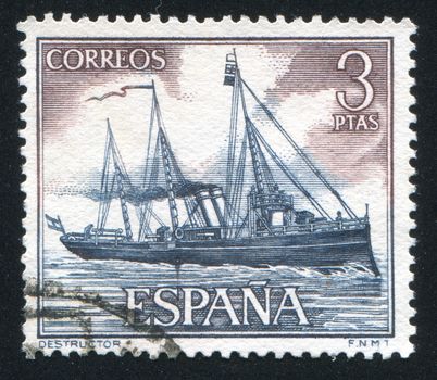 SPAIN - CIRCA 1964: stamp printed by Spain, shows Destroyer, circa 1964