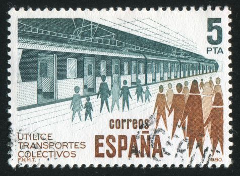 SPAIN - CIRCA 1980: stamp printed by Spain, shows Subway and People, circa 1980