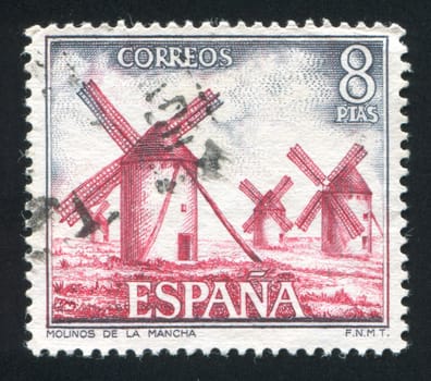 SPAIN - CIRCA 1973: stamp printed by Spain, shows Windmills, circa 1973