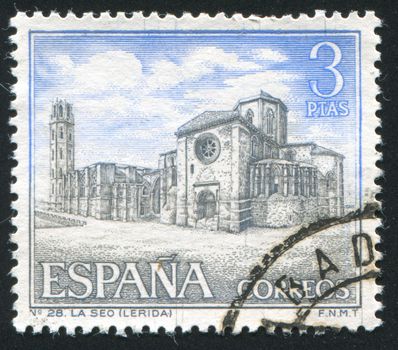 SPAIN - CIRCA 1966: stamp printed by Spain, shows Cathedral La Seo, circa 1966