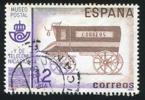 SPAIN - CIRCA 1981: stamp printed by Spain, shows Coach, circa 1981