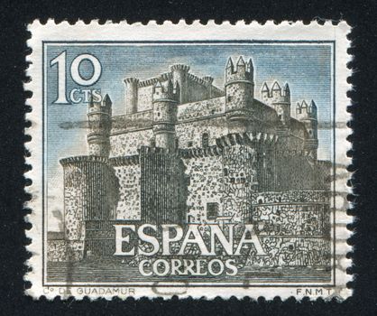 SPAIN - CIRCA 1966: stamp printed by Spain, shows Castle Guadamur, circa 1966