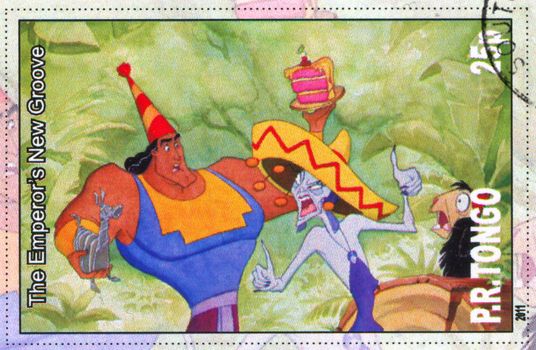 TONGO - CIRCA 2011: stamp printed by Tongo, shows Walt Disney cartoon character, The Emperors New Groove, circa 2011