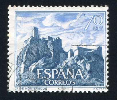 SPAIN - CIRCA 1966: stamp printed by Spain, shows Castle Monteagudo, circa 1966