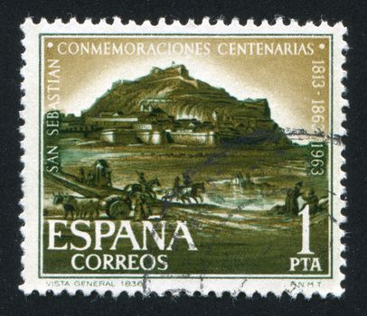 SPAIN - CIRCA 1963: stamp printed by Spain, shows San Sebastian, circa 1963