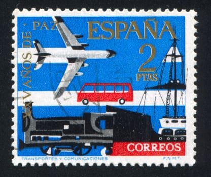 SPAIN - CIRCA 1983: stamp printed by Spain, shows Transport, circa 1983
