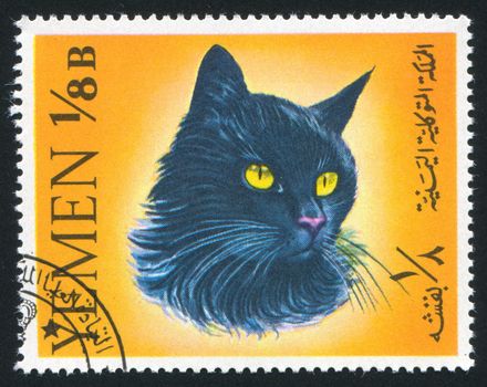 YEMEN - CIRCA 1972: stamp printed by Yemen, shows cat, circa 1972