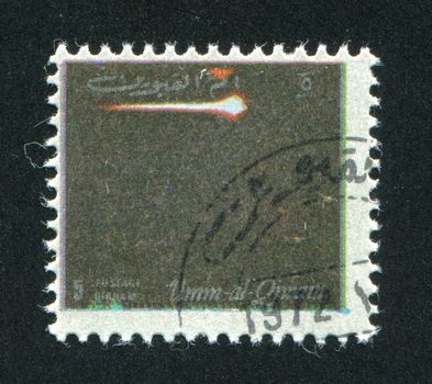 UMM AL-QUWAIN - CIRCA 1972: stamp printed by Umm al-Quwain, shows a Spaceship, circa 1972