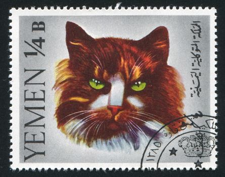 YEMEN - CIRCA 1972: stamp printed by Yemen, shows cat, circa 1972