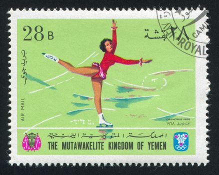 YEMEN - CIRCA 1968: stamp printed by Yemen, shows Figure Skating, circa 1968