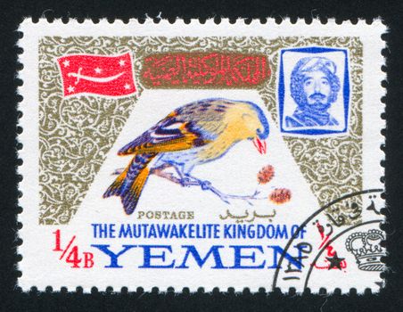 YEMEN - CIRCA 1968: stamp printed by Yemen, shows Amethyst Starling, circa 1968