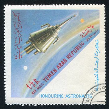 YEMEN - CIRCA 1968: stamp printed by Yemen, shows a Spaceship, circa 1968
