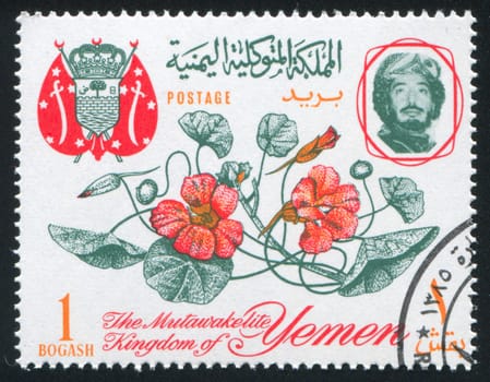 YEMEN - CIRCA 1968: stamp printed by Yemen, shows flower, circa 1968