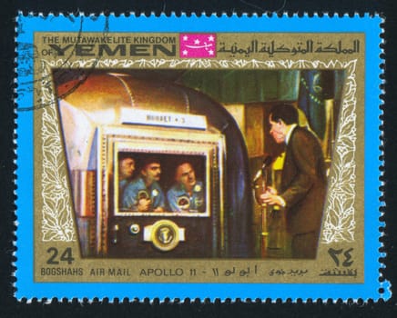 YEMEN - CIRCA 1968: stamp printed by Yemen, shows Apollo 11, circa 1968