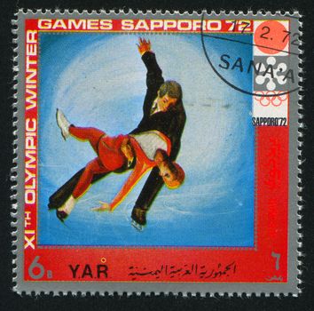 YEMEN - CIRCA 1972: stamp printed by Yemen, shows Figure Skating, circa 1972
