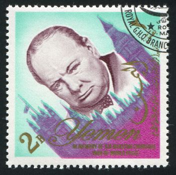 YEMEN - CIRCA 1972: stamp printed by Yemen, shows Winston Churchill, circa 1972